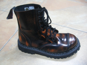 Kožené topánky Steadys 8.dierkové oranžovočierne s prešívanou oceľovou špičkou 